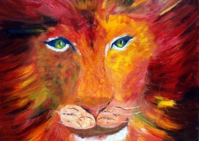claire bauger grand lion coloré 60 x 80
